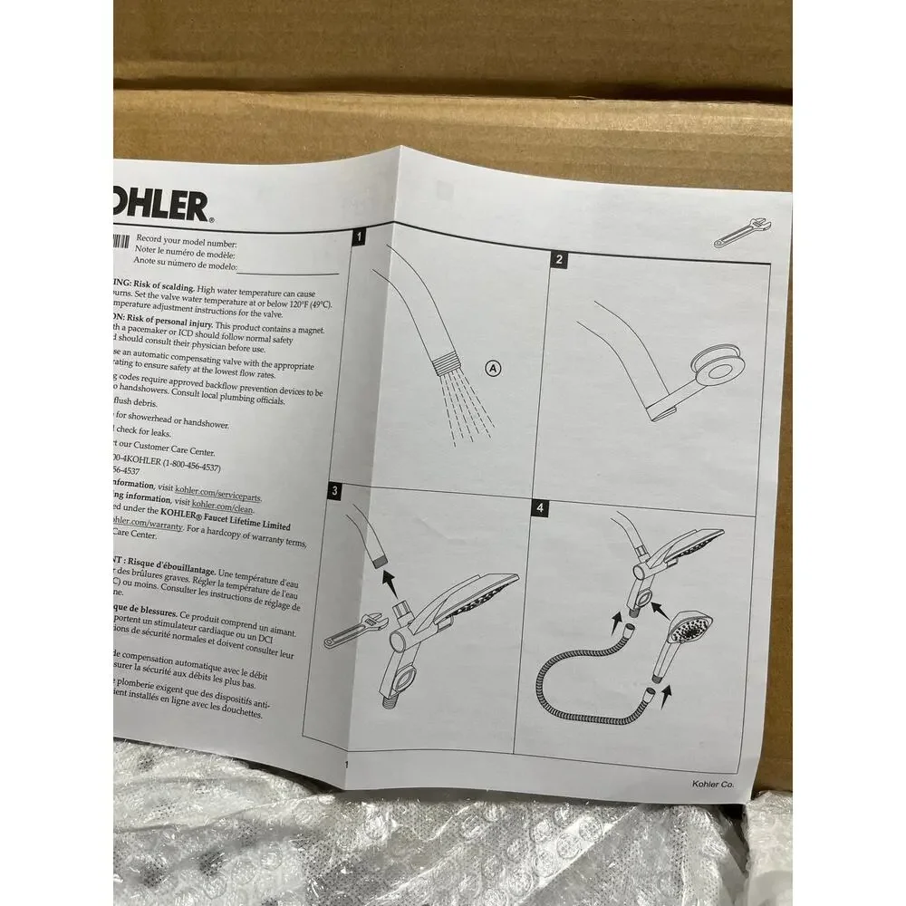 Kohler Prone 3-in-1 Multifunction Shower Head with Power Sweep Polished Chrome